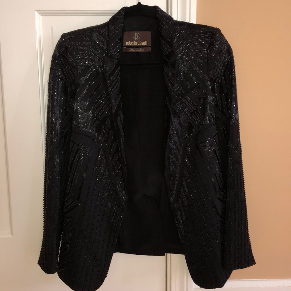 Roberto Cavalli Black Beaded Blazer